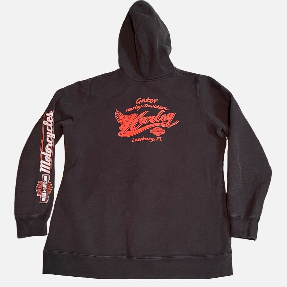 Vintage Harley Davidson Leesburg FL Zip Hoodie Sweatshirt 2XL Florida Biker